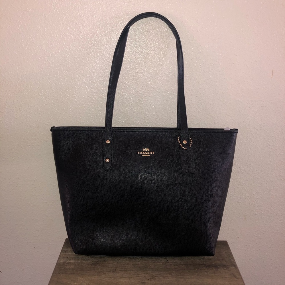 Black Coach City Zip Tote